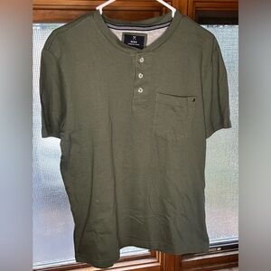 Men's Casual Olive Green Henley Tee